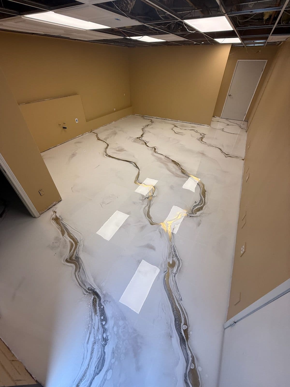 Custom White Veiny Metallic Epoxy in Salon image