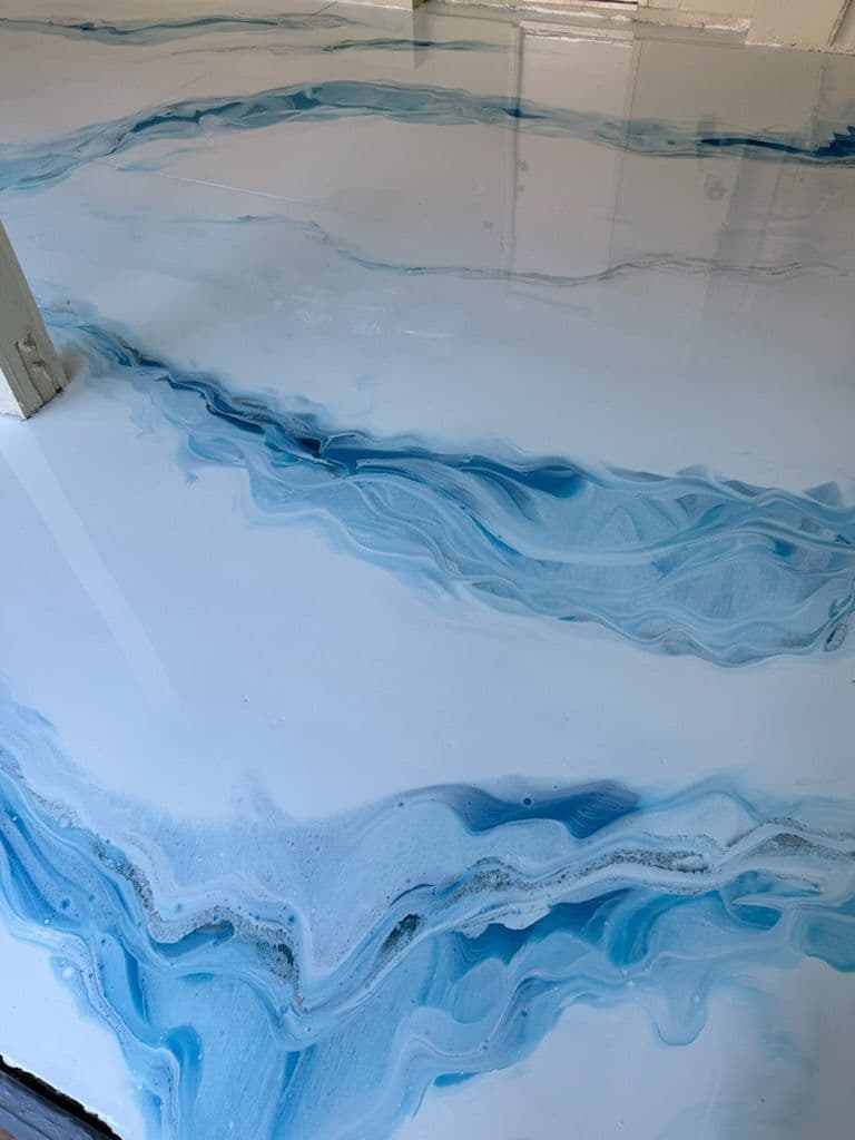 Gallery photos for Stunning White and Blue Metallic Epoxy Garage Floor in Newport Beach: Image #1