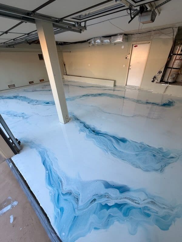 Gallery photos for Stunning White and Blue Metallic Epoxy Garage Floor in Newport Beach: Image #2
